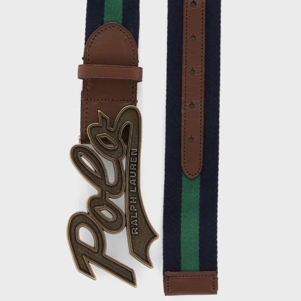 Polo Ralph Lauren Logo Buckle Striped Belt